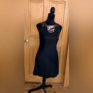 ⭐️Shoshanna Silk Blend Black Cocktail Dress with Silver Metallic Collar⭐️ NWT